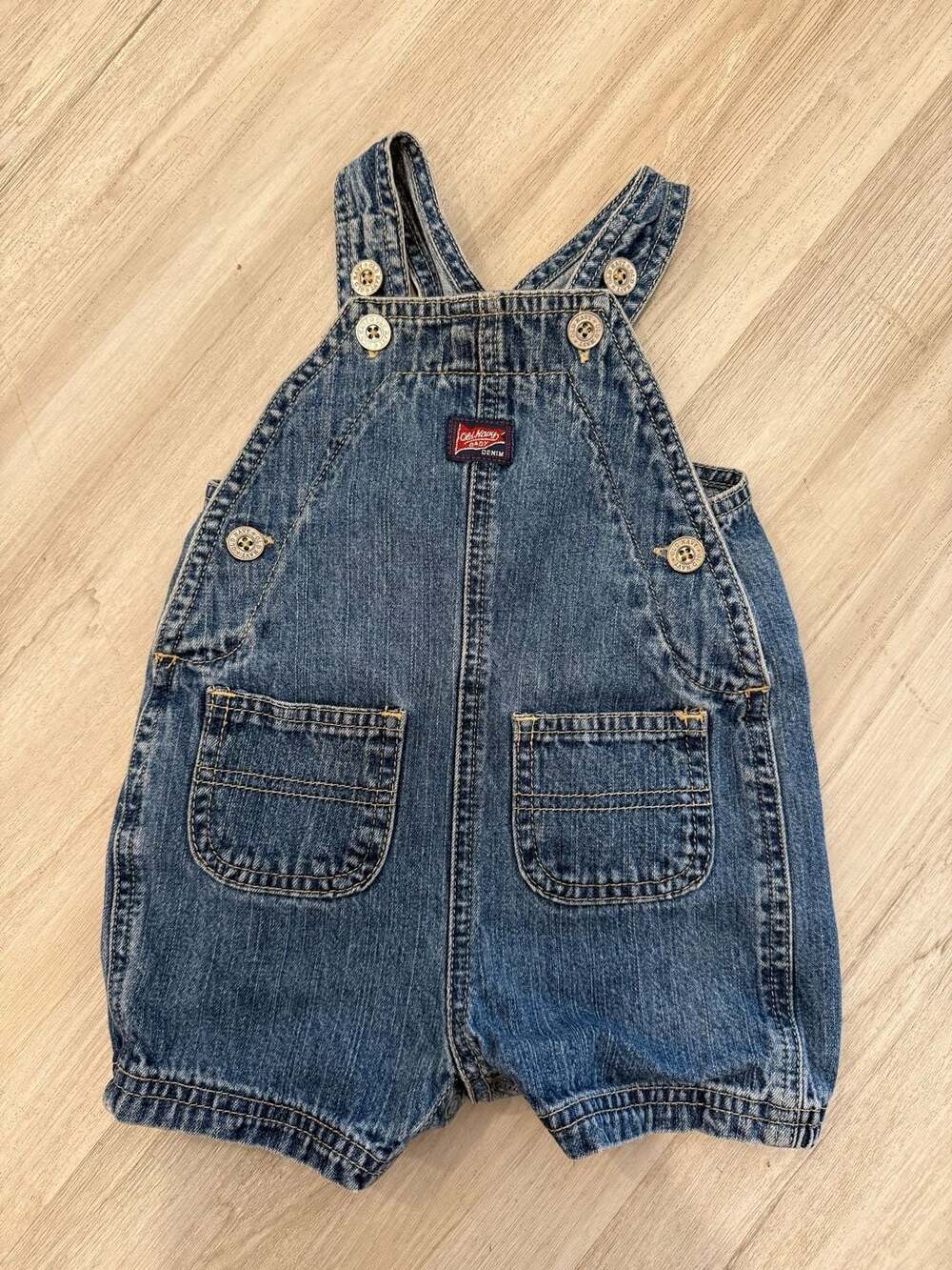 Old Navy Baby Denim Short Overalls 3-6 Mos Vintage Style
